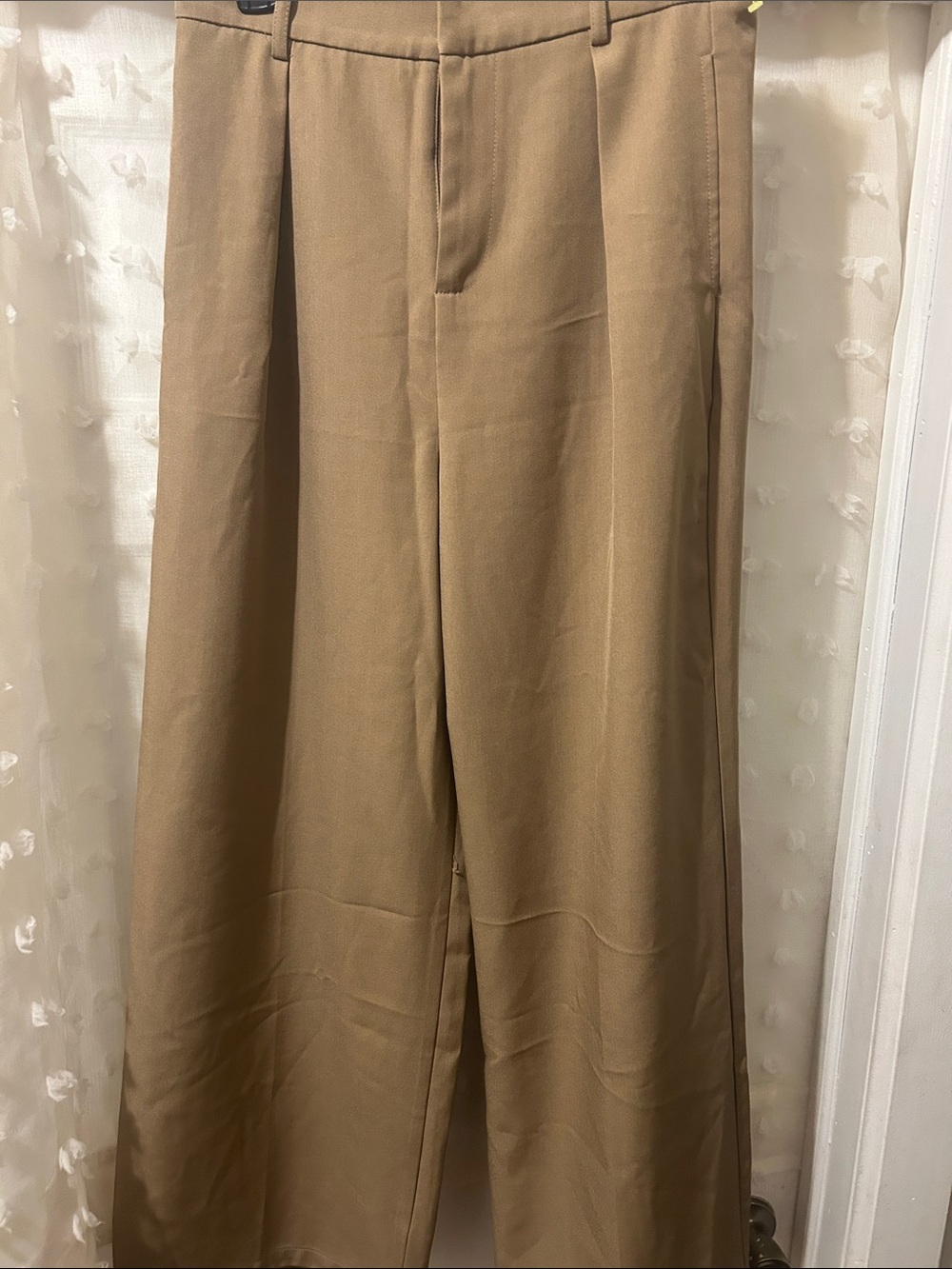 High-Rise Wide-Leg Women’s Trousers in Tan